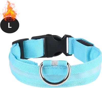 Bovista Lichtgevende Halsband - Verlichte Halsband - Lichtgevend - Hond - Kat - Lampje - Hondenhalsband Led - Blauw - L