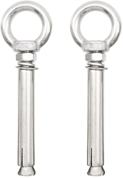 2 stuks roestvrij stalen ringbouten, anker, M10 x 90 mm, expansieschroef met ringuitbreiding, bouten, oogschroef, voor bouwwerken van beton en metselwerk (PZ-LS/M10 x 90 mm)