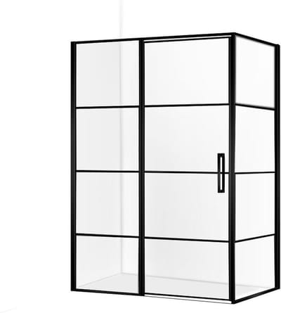 Diamond Line Collins - Douchecabine - 140x90 - Rechthoek - Mat Zwart - Draaideur Links - Antikalk - Helder Glas - 8mm Veiligheidsglas - Easy Clean