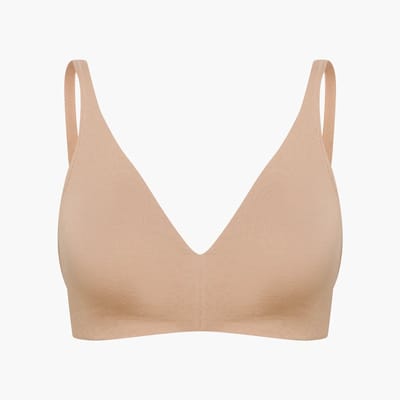 cfab - Beugelloze katoenen bh - Beige - Maat 75B - BH Zonder Beugel Voorgevormd - Ondergoed - Naadlos
