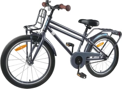 Kinderfiets 18 inch - Jongensfiets Meisjesfiets - Veilig Fietsen - Stalen Frame - 18 inch - Donkergrijs