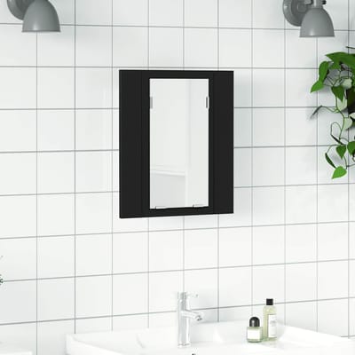 vidaXL - Badkamerkast - met - spiegel - en - LED - 40x12x45 - cm - acryl - zwart