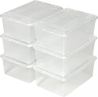 tectake® Schoenendoos met Deksel - Stapelbare Transparante Opbergdoos | Afmetingen: 33x23x12 cm | Opbergruimte voor Accessoires - Verkrijgbaar in Verschillende Sets ( Set van 6 | Nr. 401685)