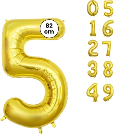Fienosa Cijfer Ballonnen - Nummer 5 - Goud Kleur - 82 cm - XL Groot - Helium Ballon - Verjaardag Ballon - Verjaardag versiering - Leeftijd verjaardag - Verjaardagsballon - Verjaardag