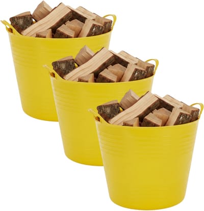 Excellent houseware Flexibele kuip / emmer - 3x - geel - 27 liter - kunststof - 42 x 35 cm
