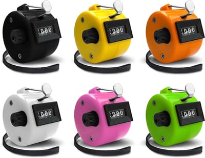 Clickertellers Set - Handtellers Teller - Activiteiten Tellen - Mechanisch Geen Batterijen - 6 Stuks - Zilver