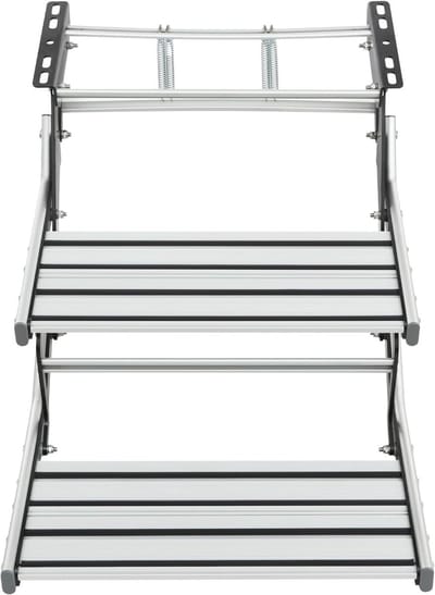 Camper Opstap - Dubbele Treden - Veilig Instappen - Antislip Rubber - 55 cm Breed - Zilver