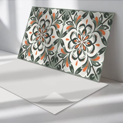 Wallfluent Vinyl Wandpaneel - Bloemenpatroon met bladeren PVC Muurpaneel - 100 cm x 50 cm - Groente PVC wandpaneel - 1 stuk - Rechthoekig Wandbekleding Vinyl - Patroon Wandpaneel - Zelfklevende Wandbekleding - Wandpaneel Keuken en Badkamer