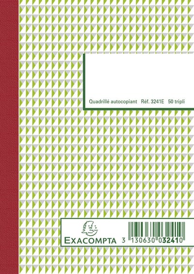 Exacompta 10x Doorschrijfpapier geruit 5x5 14,8x10,5cm 50 bladen triple zelfkopiërend - - 3241E