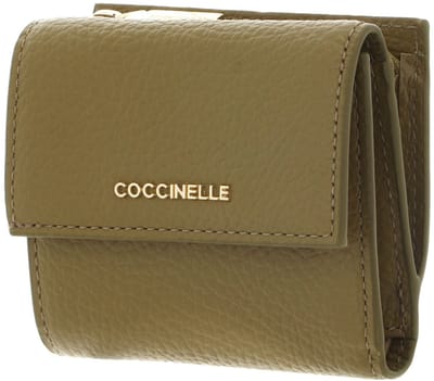 COCCINELLE Leren portemonnee Metallic Soft Wallet Grained Leather Seagrass kaki