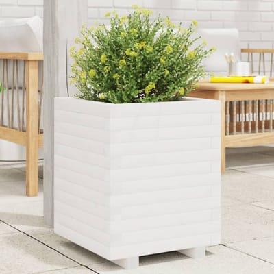 vidaXL - Plantenbak - 40x40x49,5 - cm - massief - grenenhout - wit