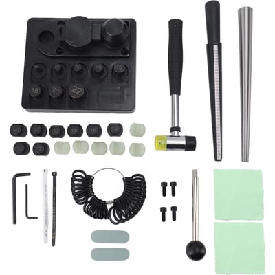 Ringbuiger met nylon matrijzen Ringmaat meetdoorn Ringbuiggereedschap voor het maken van sieraden black