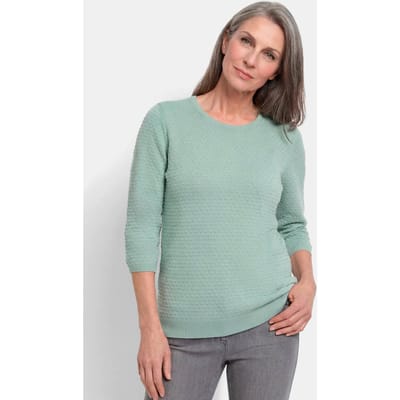 Tricot pullover met stippenmotief - salie - Gr. 19 van Goldner Fashion