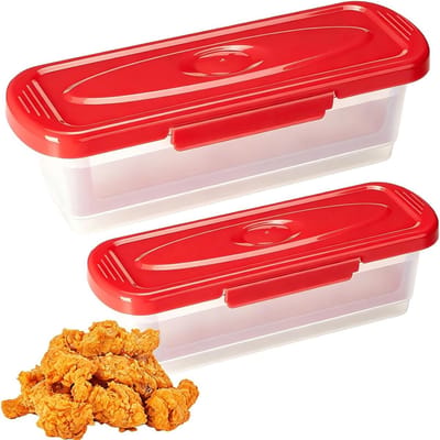 Paneer Schudbeker - Paneer Shaker - Gelijkmatig Paneren - Dubbele Kom Ontwerp - 35 x 12 x 12 cm - Rood