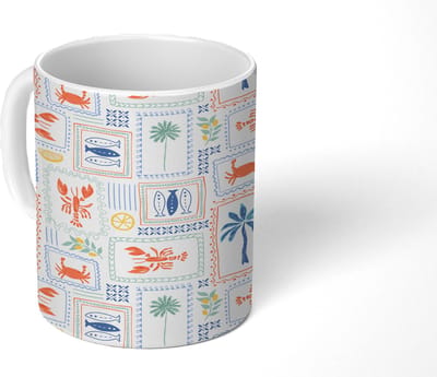 Mok - Koffiemok - Italiaans - Zee - Sfeer - Krab - Multi - Mokken - 350 ML - Beker - Koffiemokken - Theemok