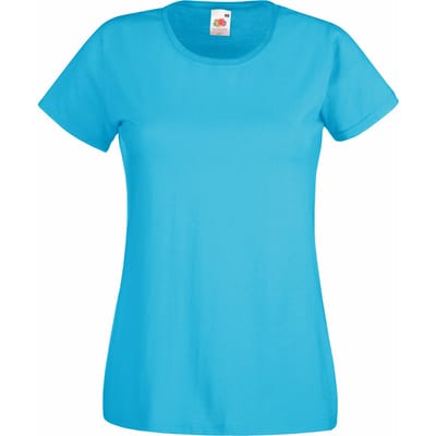 Fruit of the Loom Dames/vrouwen Lady-Fit Valueweight Short Sleeve T-Shirt (Pak van 5) (Azuurblauw)