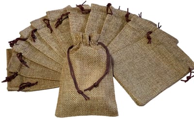 Prigta - Kleine jute zakjes licht bruin - 24 stuks - 10x15 cm - cadeauzakjes herbruikbaar