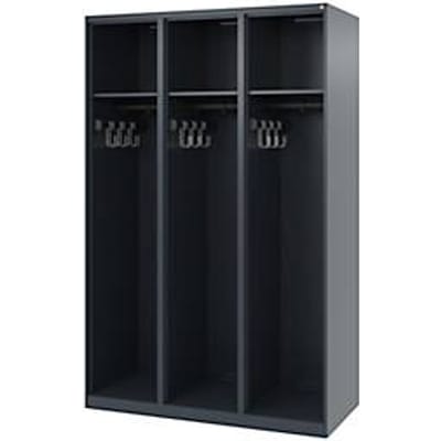 C+P brandweerkluis Evolo, model EXPERT, 3 vakken, B 1200 x D 500 x H 1850 mm, vloerglijders, antracietgrijs RAL 7016