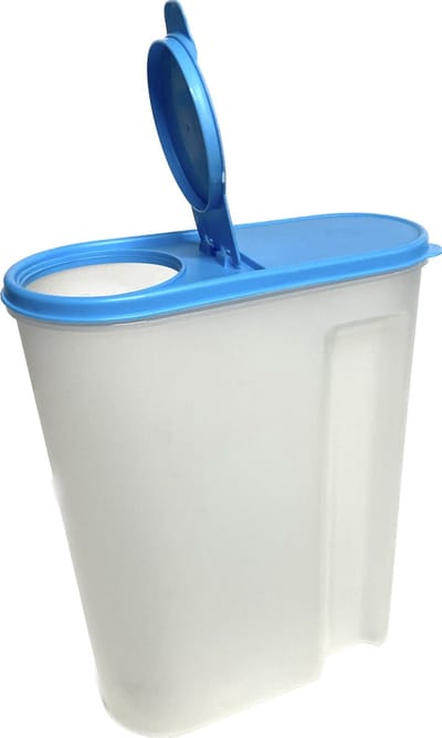 Voorraadbus - Vershouddoos - Bewaardoos - Granenbox - keeper - 5 liter - met lichtblauw deksel en klep - Keeeper