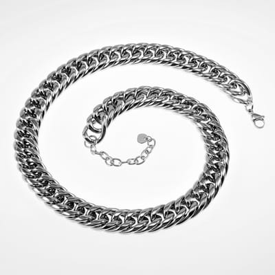 49cm x 13,5mm Gourmet Ketting Dames - Stalen Zilverkleur - Schakelketting