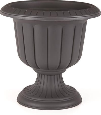 Sierlijke -antraciet - bloempot - op voet - 35x25cm - 9.8L UV bestendig - Hoog - Hoge - Ronde - Kruidenbak - Plantenbak - Nergiz