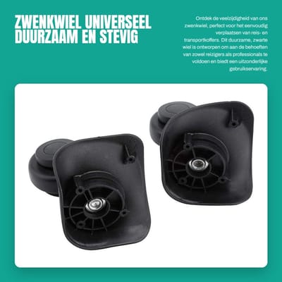 Dailygoods- Zwenkwiel Set van 2 - Hoogwaardige Universele Wieltjes - Duurzaam - Voor Reis Koffer - Antislip - Lichtgewicht - Wielen