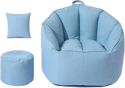 Zitzakhoes - Opbergzak - Speelgoed Opbergen - Zacht Linnen - 75x75x65cm - Blauw