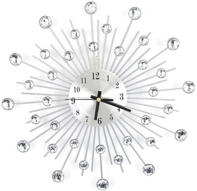 Moderne wandklok met diamantinlegwerk, wandklokdecoratie, stille wandklok, nauwkeurig modern, stil ontwerp, wanddecoratie voor thuis, kantoor en hotel.