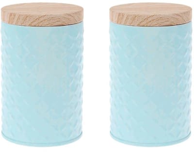 Koffiepads bewaarbus - Voorraad blikken koffiepads - Koffie voorraadbus - 2 stuks - Blauw