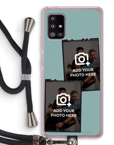 Gepersonaliseerd - Case Company® - Hoesje met koord geschikt voor Samsung Galaxy A51 5G hoesje met Koord - Polaroid Zwart - Telefoonhoesje met Zwart Koord - Bescherming aan alle Kanten en Over de Schermrand