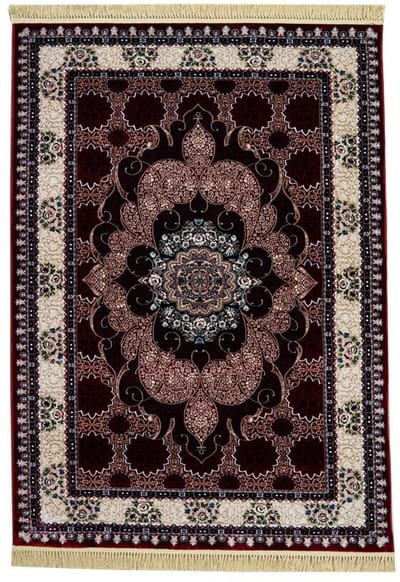 Flycarpets Isfahan Klassiek Oosters Medaillon Gebloemd Vloerkleed - Rood / Blauw - 200x290 cm