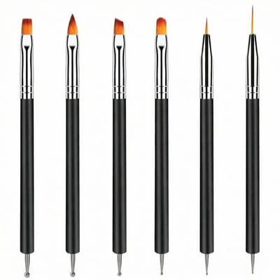 BOTC Penselenset voor Nagel Gel-Nail Art Pens – 6-delige Dubbele Nail Art Brush Set - Fijne Liner Kwasten Dotting Tools voor DIY Manicure – Professioneel Nageldesign Gereedschap