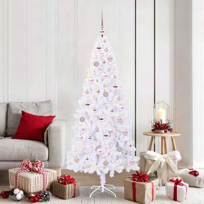 vidaXL - Kunstkerstboom - met - 300 - LED - Wit - 180 - cm - PVC - en - Staal