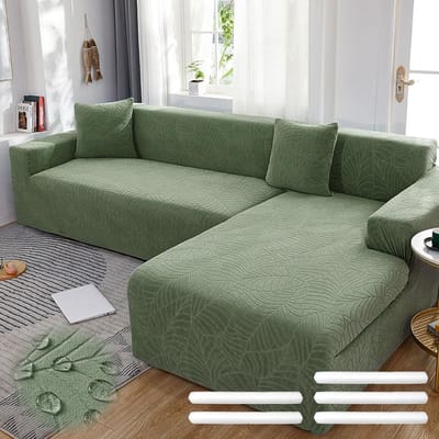 Stretch Sofa Cover voor L-vormige Hoekbank, Universele Bescherming, Antislip Schuim en Kussenhoezen voor 1/2/3/4 Zits Banken