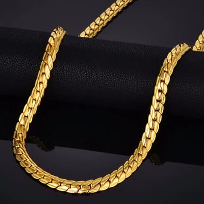 Goud kleurige Ketting van versierde Cuban Schakels - 5mm - Kettingen Heren Dames - Papa Cadeau Voor Mannen - Vaderdag