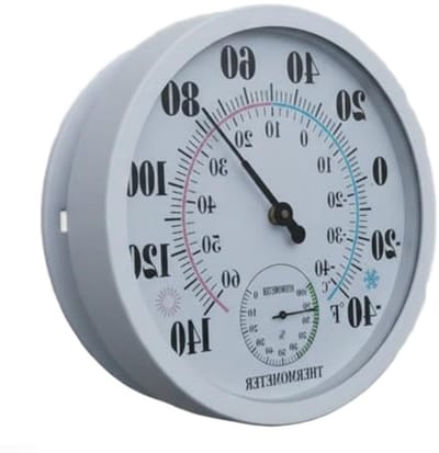 Binnen Buiten Thermometer - Vochtigheidsmeter - Temperatuur Meten - Analoge Wijzerplaat - 25 cm - Wit