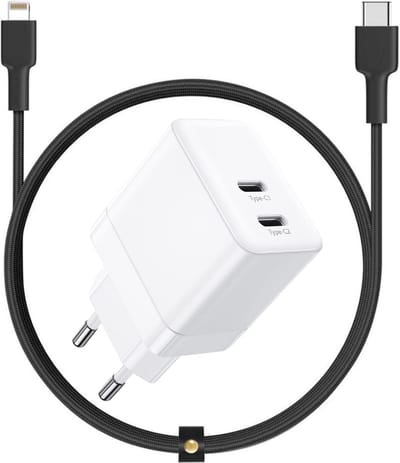 Snellader geschikt voor iPhone - Oplader geschikt voor iPad - Usb C Adapter - 35w - Dynamische Snellader - Usb C Power Adapter - Dubbele usb C Oplader