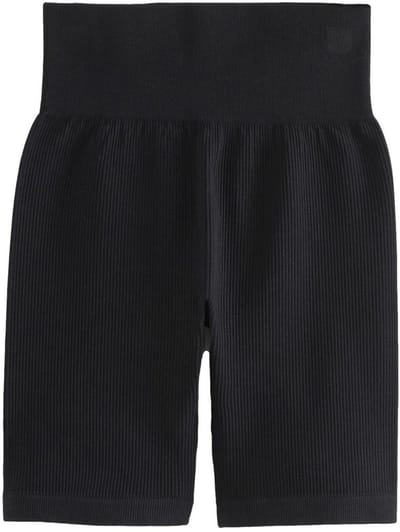 Next - Dames - Geribbelde fietsshort met hoge taille - Zwart