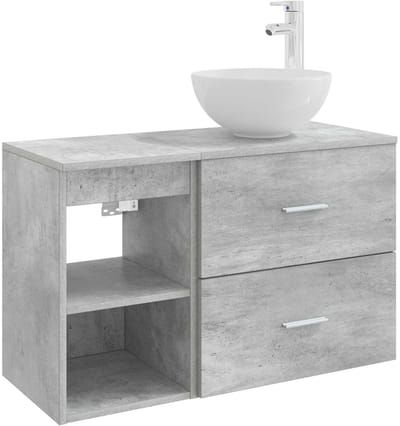 vidaXL - Badkamermeubel - Set - 2 - st - Betongrijs - Bewerkt - hout