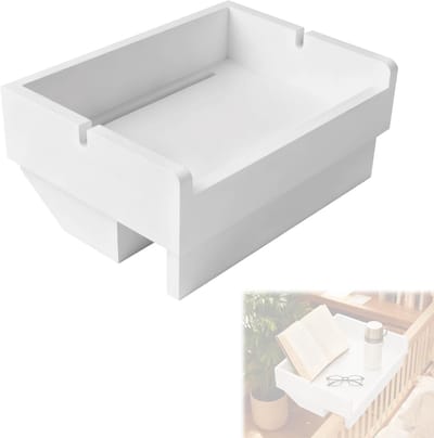 Famanu – Bamboe zwevend nachtkastje, bedtafel met kabelgoot, 32x23.5 cm, ideaal voor kleine slaapkamers en studentenhuizen