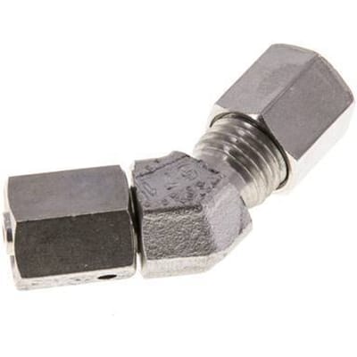 6L RVS 45gr L-stuk Snijringkoppeling Draaidoorvoer 315bar FKM O-ring en Afdichtconus Verstelbaar ISO 8434-1