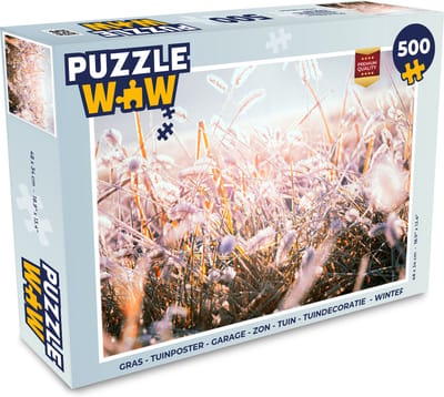Puzzel Gras - Zon - Winter - Sneeuw - Legpuzzel - Puzzel 500 stukjes