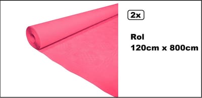 2x Tafelrol tafelkleed pink 120cm x 800cm papier - totaal 16 meter - Party diner food festival eten fun thema feest party