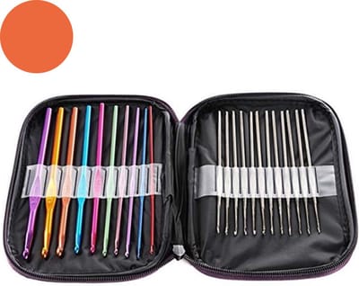 Nixnix® - Haaknaaldenset 22-Delige In Luxe oranje Etui - Ergonomisch