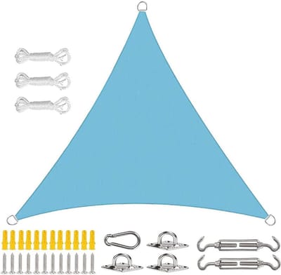 Schaduwdoek Driehoek - Zonnedoek Luifel - Terras Beschermen - UV-Bescherming Ademend - 36 x 36 m - Hemelsblauw