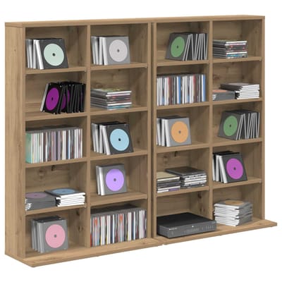 vidaXL - CD - Kast - 2 - st - Artisanaal - eiken - 65 - x - 23,5 - x - 97,5 - cm - Bewerkt - hout