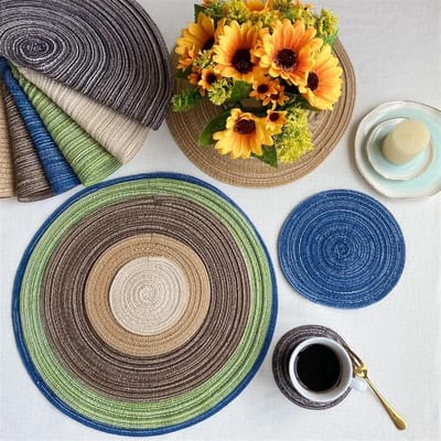 Ronde Onderzetter - Tafeldecoratie Mat - Bescherming Tafel - Warmte Isolerend - 36cm Diameter - Naturel