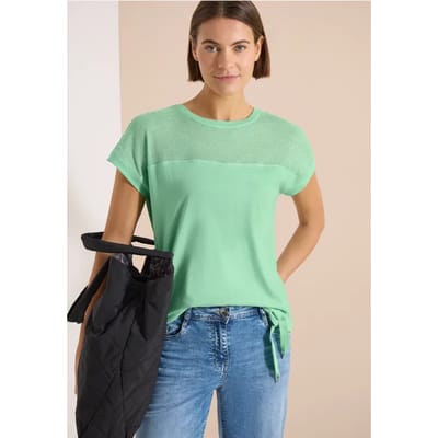 Shirt met boothals en mesh inzet