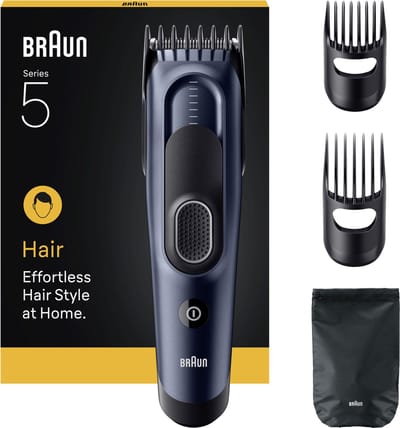 Braun Haartrimmer Tondeuse Series 5 HC5550 + 4 Tools - Levenslang Scherp Scheerblad - 17 Lengtes - Blauw