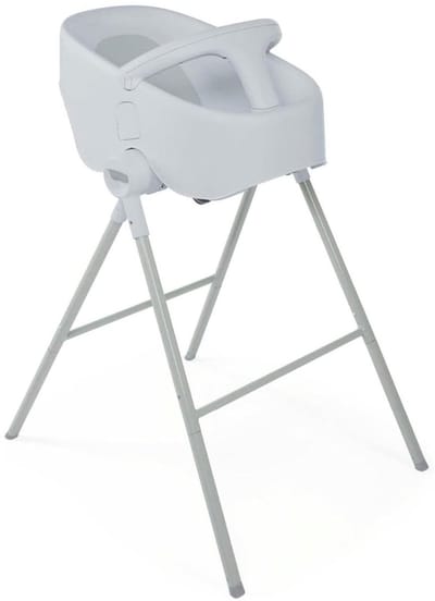 Zylo® Baby Badje met Standaard - Baby Badje - Inklapbaar Bad - met Badzitje - van 0-12 maanden - 55x70x107cm - Grijs